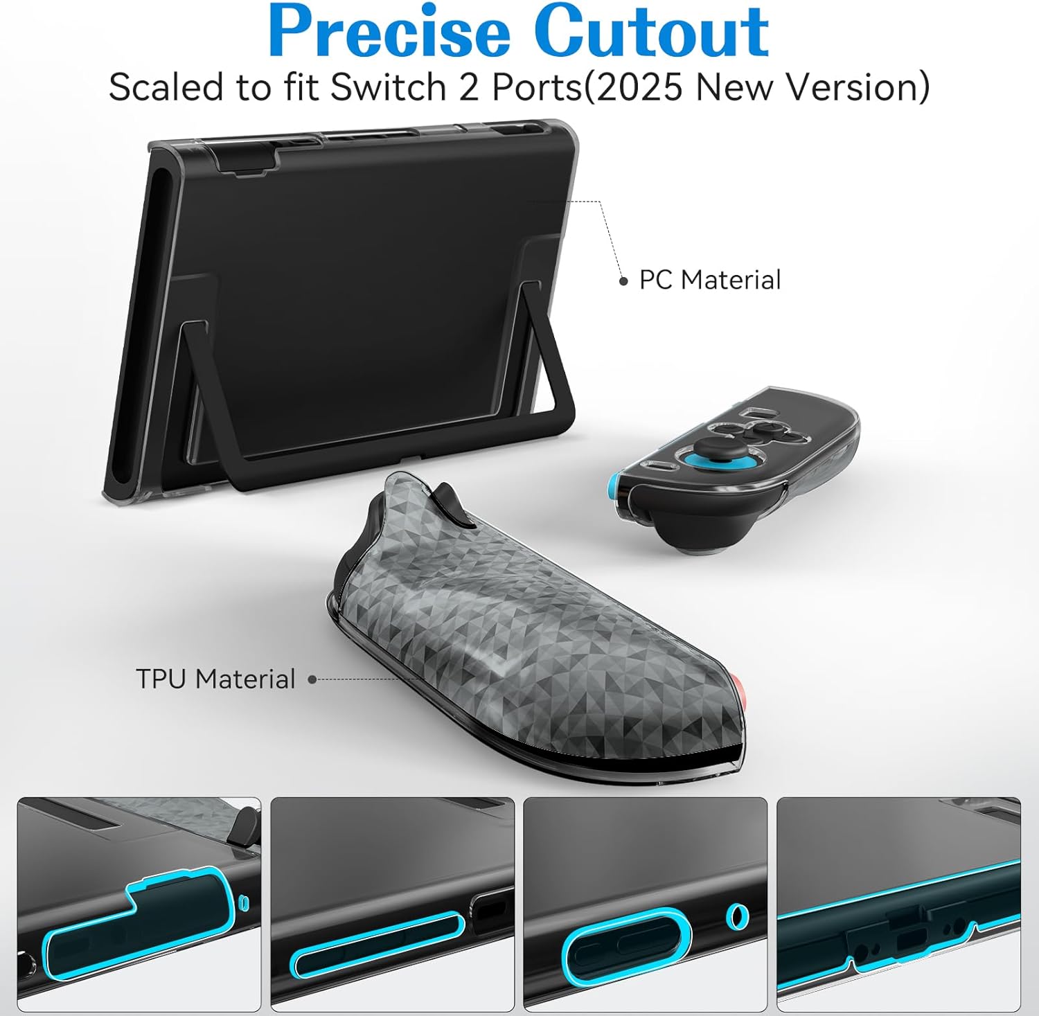 ivoler Dockable Case for Nintendo Switch 2 (2025), Slim Carrying Protective PC Case, Soft TPU Grip Case for Joy-Con, Grip Cover with Shock-Absorption, Anti-Scratch, Split Design- Black - Image 4