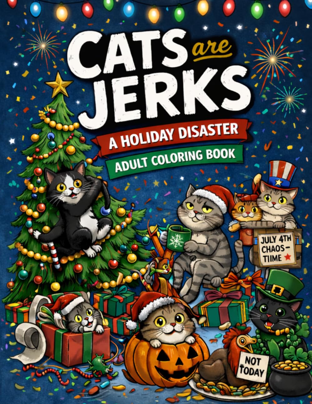 Cats are Jerks: A Holiday Disaster Adult Coloring Book