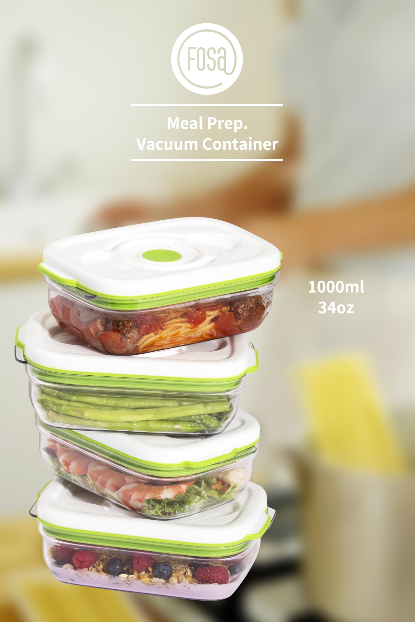 Amazon.co.jp: FOSA 真空密閉食品保存システム 再利用可能な中型容器 3
