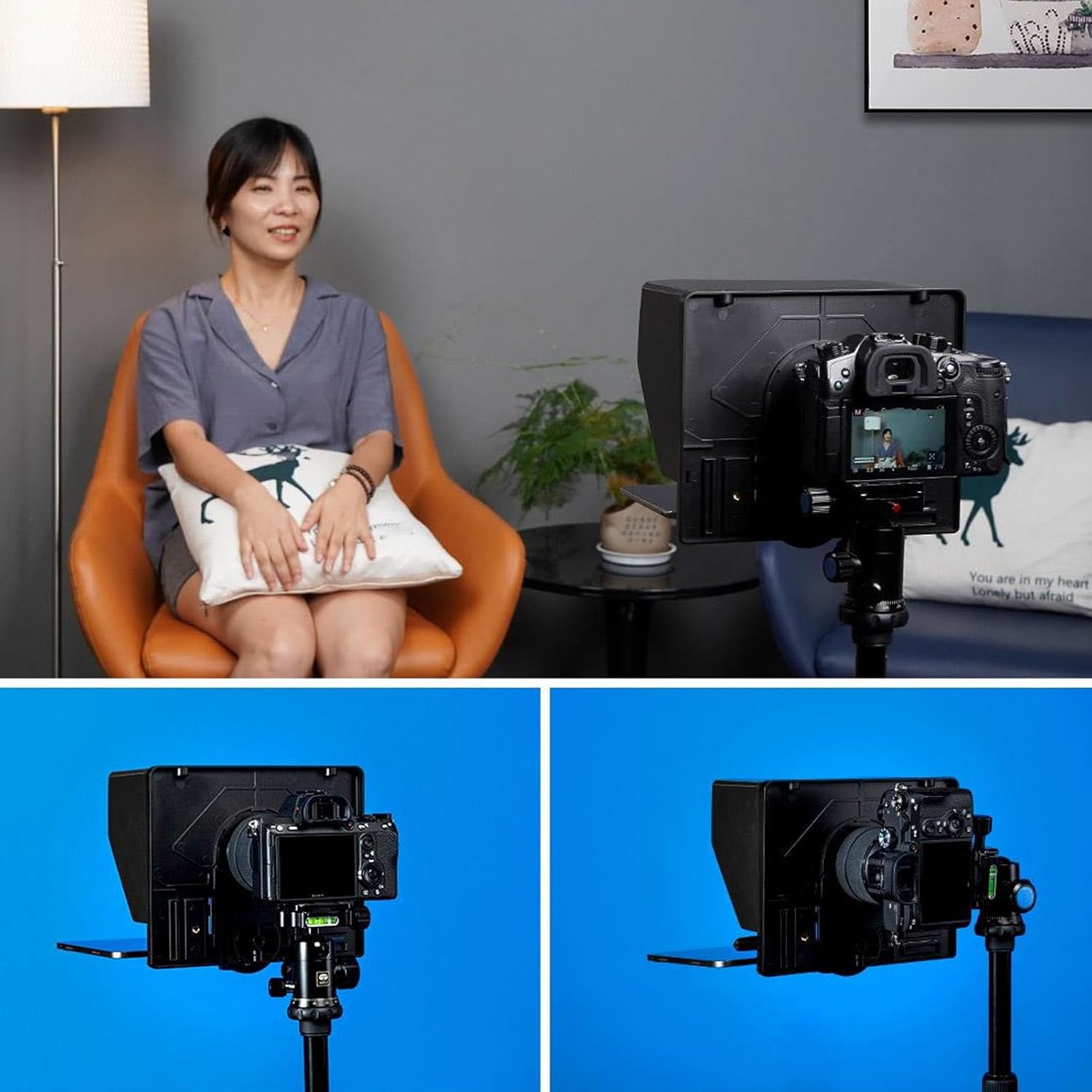 10 Inch Teleprompter, TP10 Portable Folding Teleprompter for Tablet Smartphone DSLR Camera with APP Remote Control, Carrying Case, for iOS for Android for Live Streaming Speech