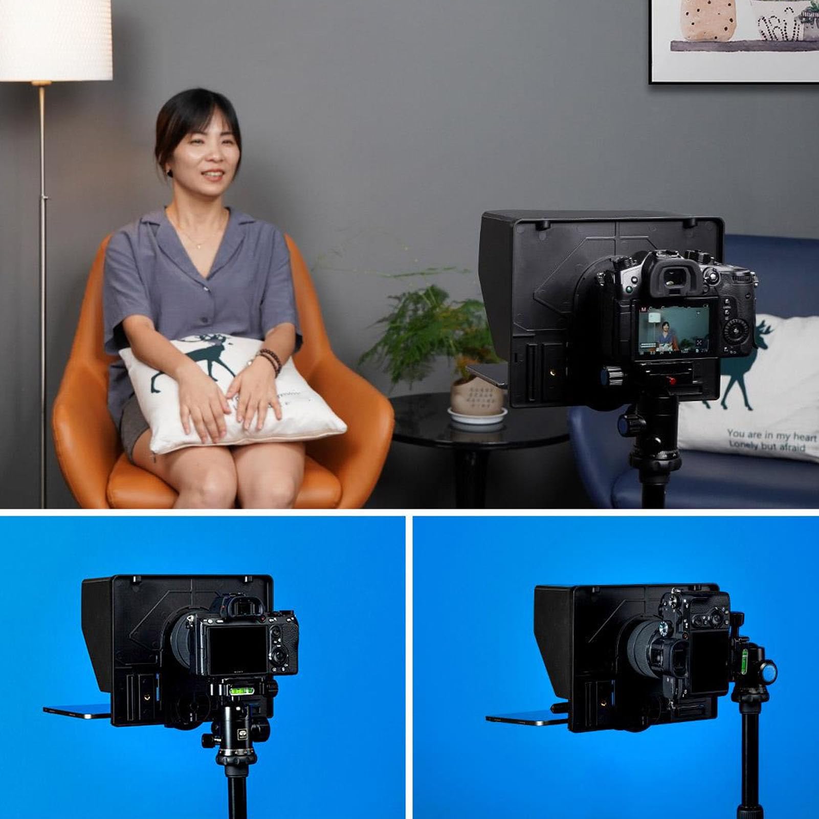 10 Inch Teleprompter, Portable Folding Teleprompter Prompter with APP Bluetooth Control, with Carry Case, for Tablet DSLR Webcam Smartphone, for Live Streaming