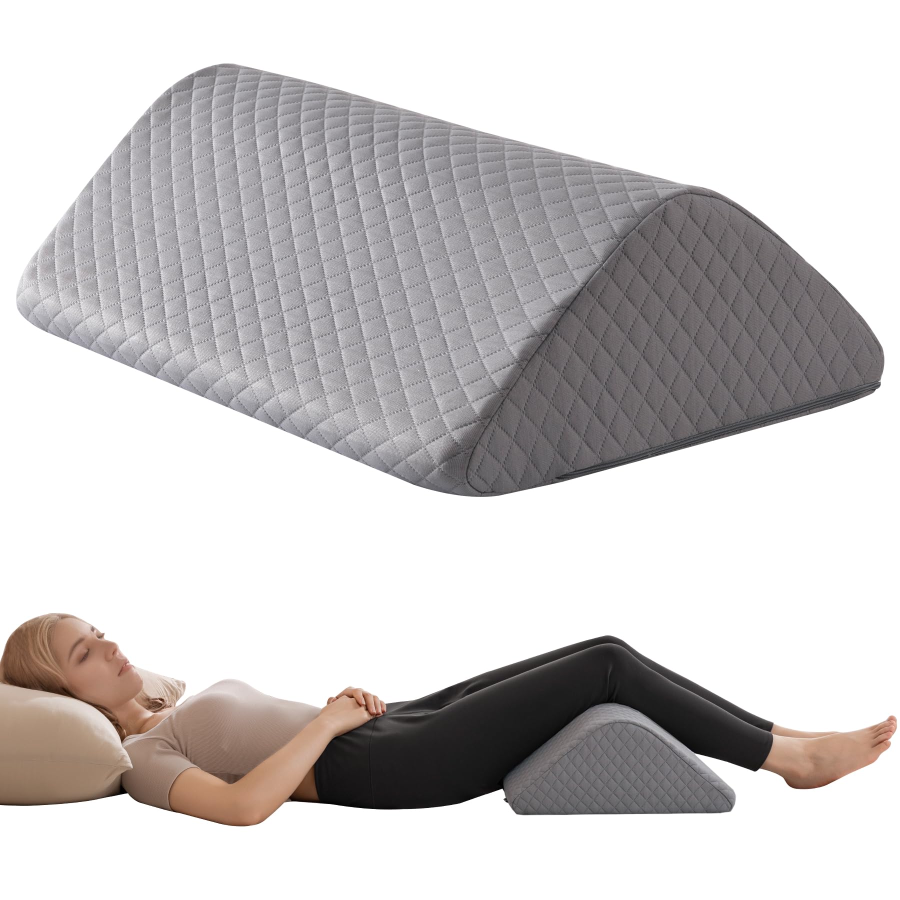 Knee Wedge Pillow 6.3'' for Post-Surgery Recovery - Leg Elevation Support for Sleep Position,Alleviating Lower Back & Hip Pain Enhancing Circulation in Ankles Legs Triangle Pillow with Removable Cover