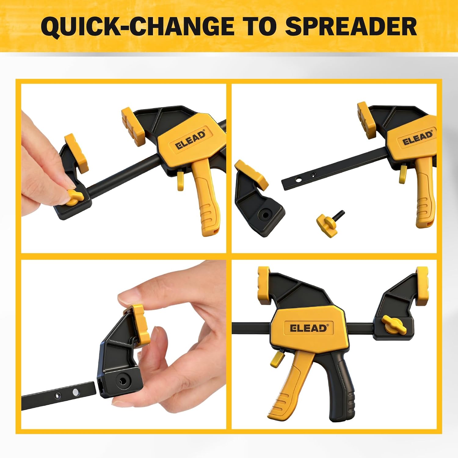 6" Mini Bar Clamps for Woodworking, 2-Piece One-Handed F Clamp/Spreader, 75LBS Load Limit Wood Clamp, Quick Release Grip Clamps for Table Wood Working, Light-duty Tools