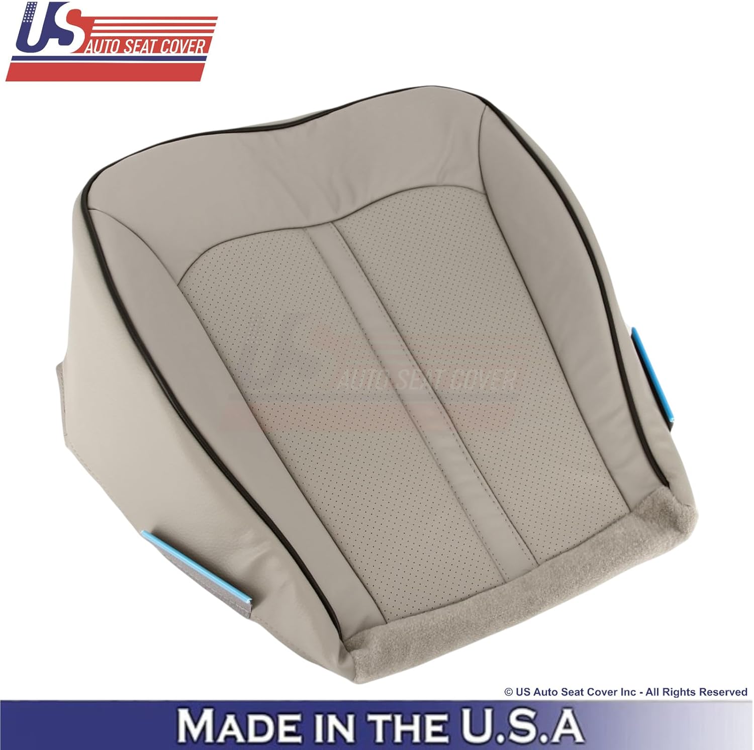 US Auto Seat Cover 2012-2015 fits Lincoln MKX Genuine Leather Front Replacement Seat Covers Gray