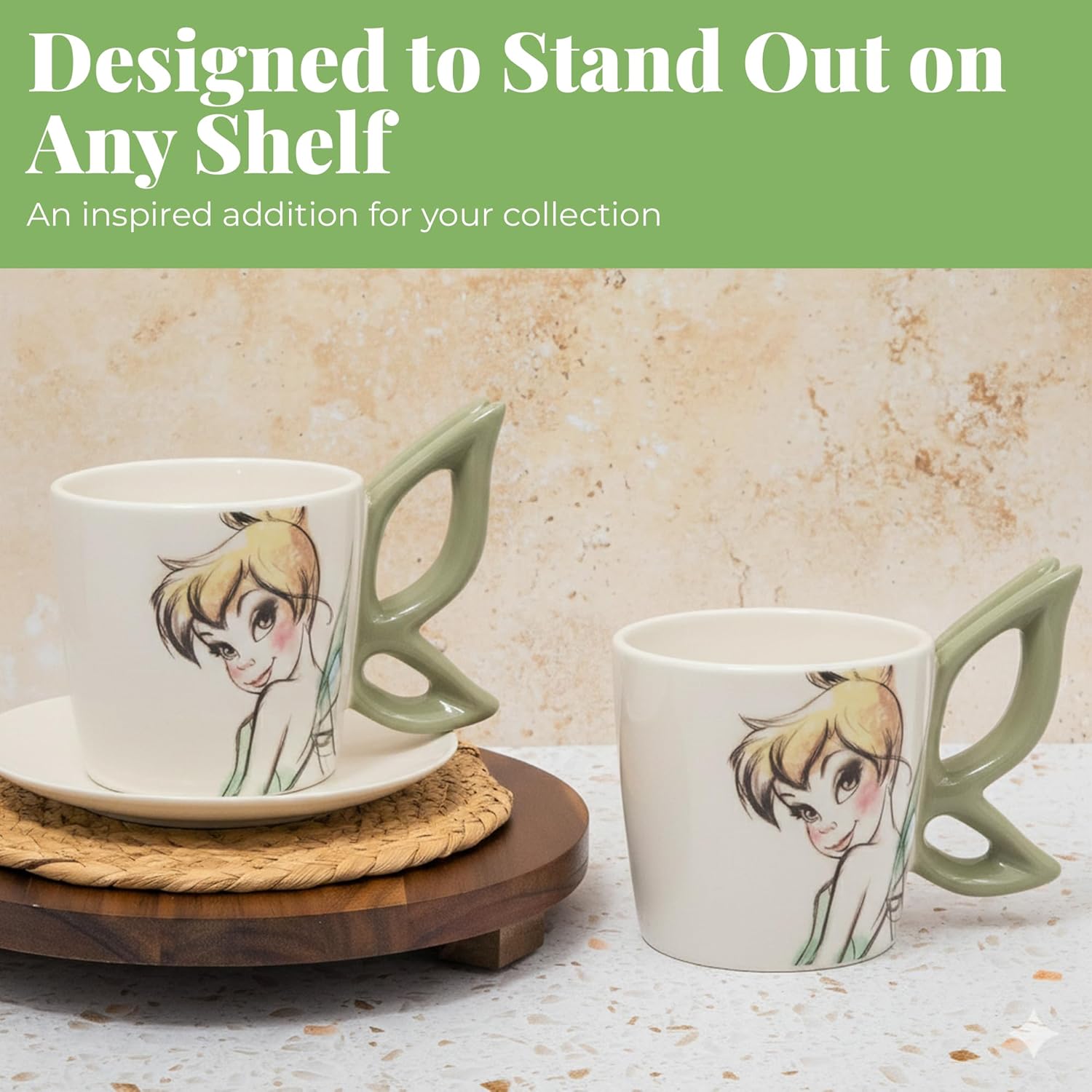 Disney Tinker Bell Ceramic Coffee Mug – Cute Mug Featuring Tinker Bell with Winged Figural Handle – Collectible Coffee Cup – Officially Licensed Disney Gifts - Image 5