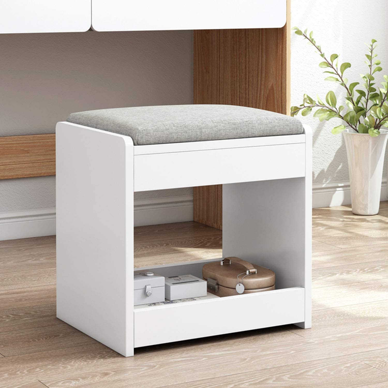 Taburete para el hogar multifuncional y taburete para cambiar zapatos compacto