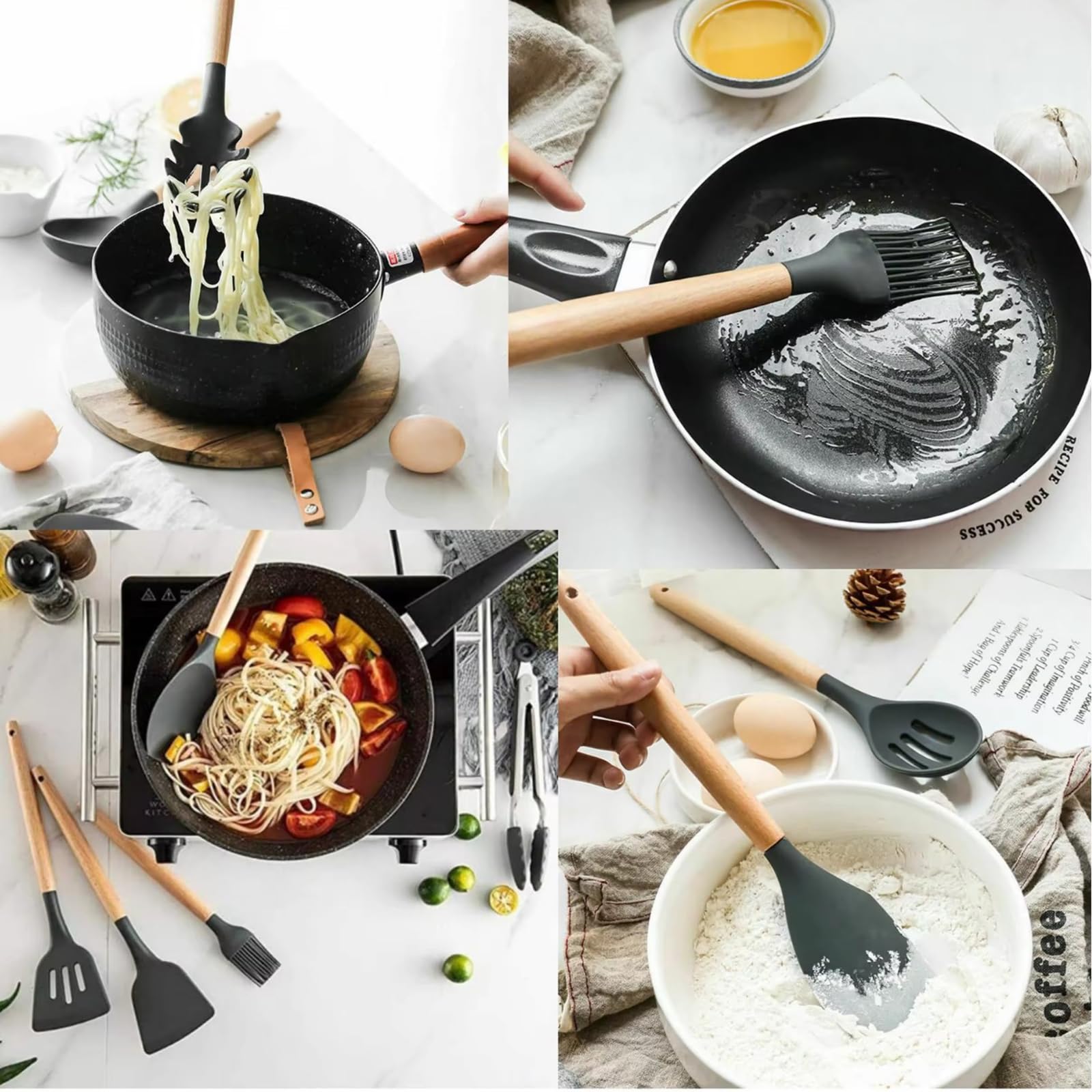 Lot de 35 Ustensiles de Cuisine en Silicone pour la Cuisine et la Pâtisseri