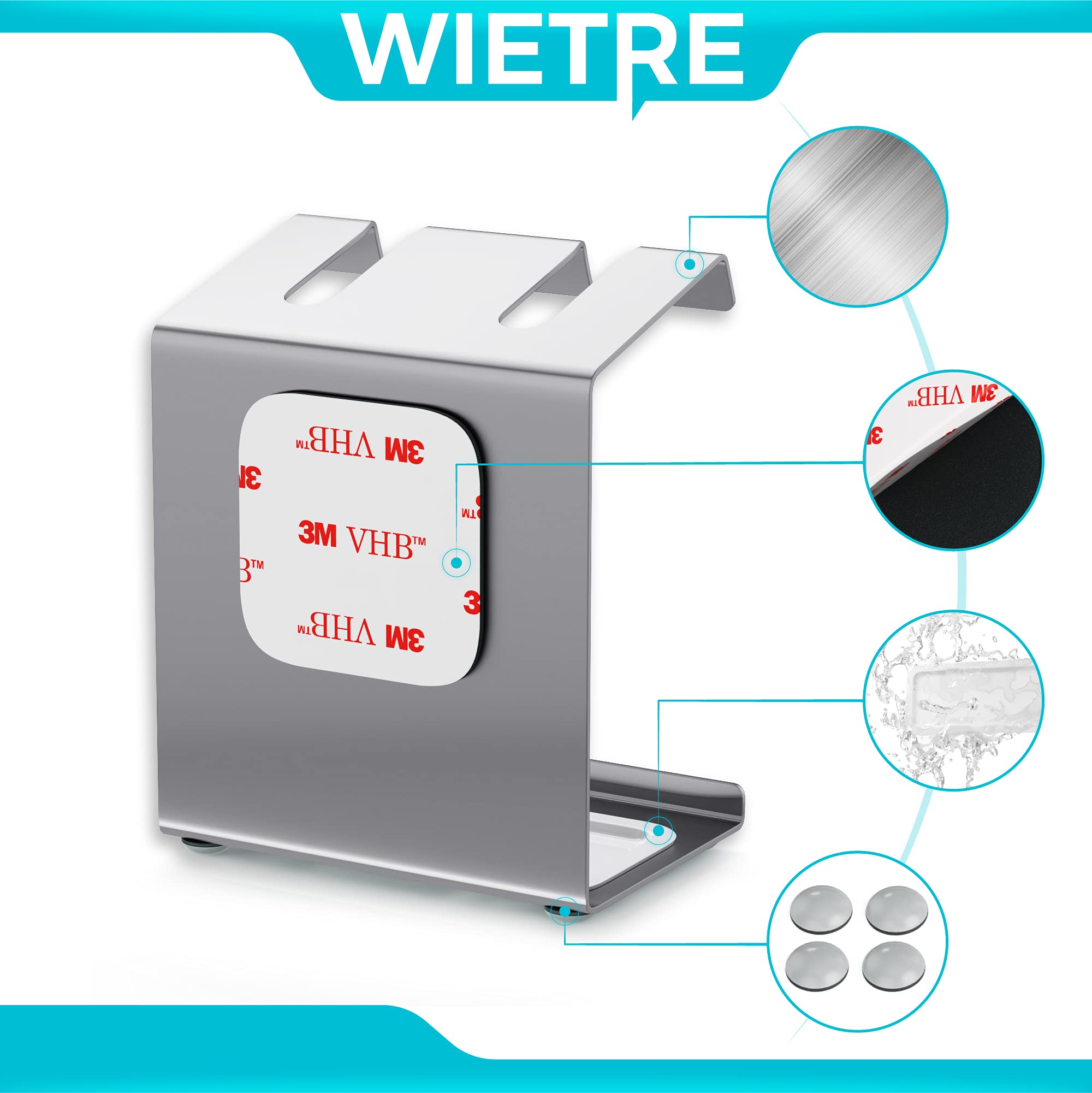 portaspazzolini in acciaio inossidabile con vaschetta raccogligocce | compatibile con Oral-B, iO, Philips Sonicare, Waterpik, Fairywill | portaspazzolini (per 2)