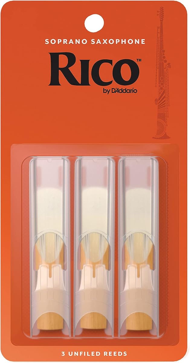 Rico Organic Soprano Saxophone Reeds, Strength 1.5, Pack of 3