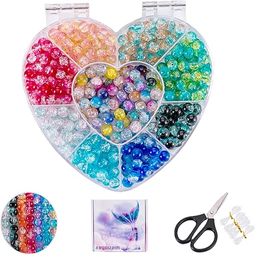 XXYOUPIN Kit de fabricación de joyas para niñas, caja de regalo de pulsera de cuentas de cristal, el mejor collar y pulsera con cuentas de vidrio y