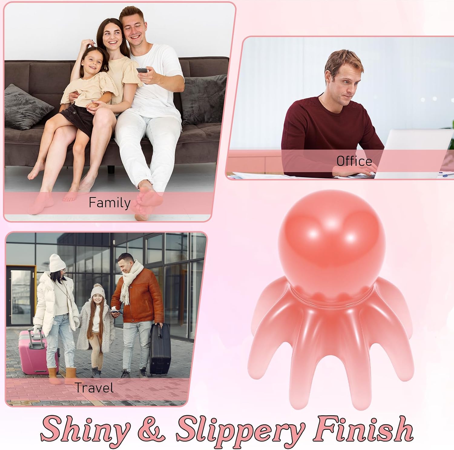 ElevateTech 2 Pcs Scalp Massager Tool Manual Head Massager Comb Point Massage Comb Head Massage Tools for Headaches Portable Pink Gua Sha Acupressure Tool for Hair Body Relaxation