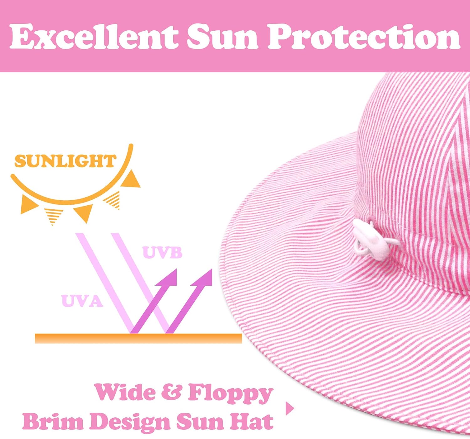 Infant Sun Hat Baby Girl Sun Hat Toddler Hats for Boys Girls Baby Boy Hats Wide Brim Baby Beach Hat UPF 50+ Cotton image 5