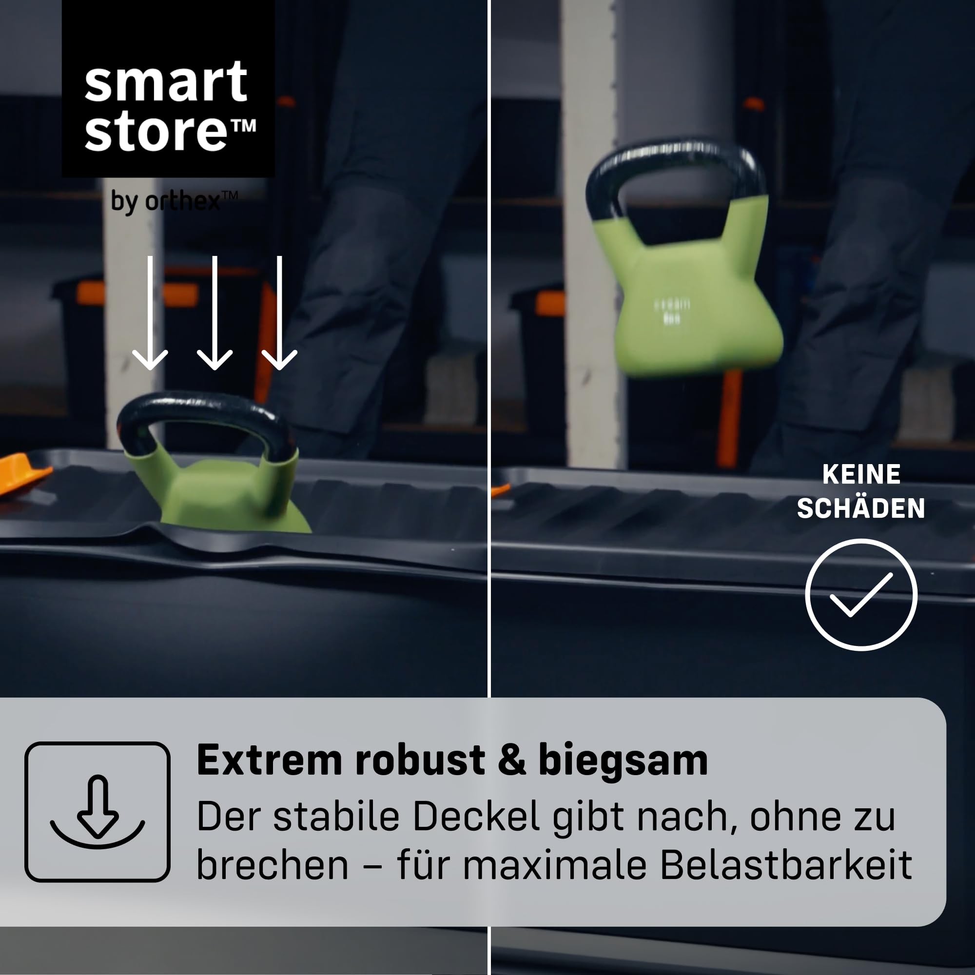 SmartStore Extrem robuste Kunststoff-Aufbewahrungsbox mit Deckel I 14 Liter I Für Garage, Regale, Umzug I 4er Set Stapelboxen mit Clipverschluss I Werkzeugaufbewahrung I BPA-frei I 40 x 30 x 19 cm