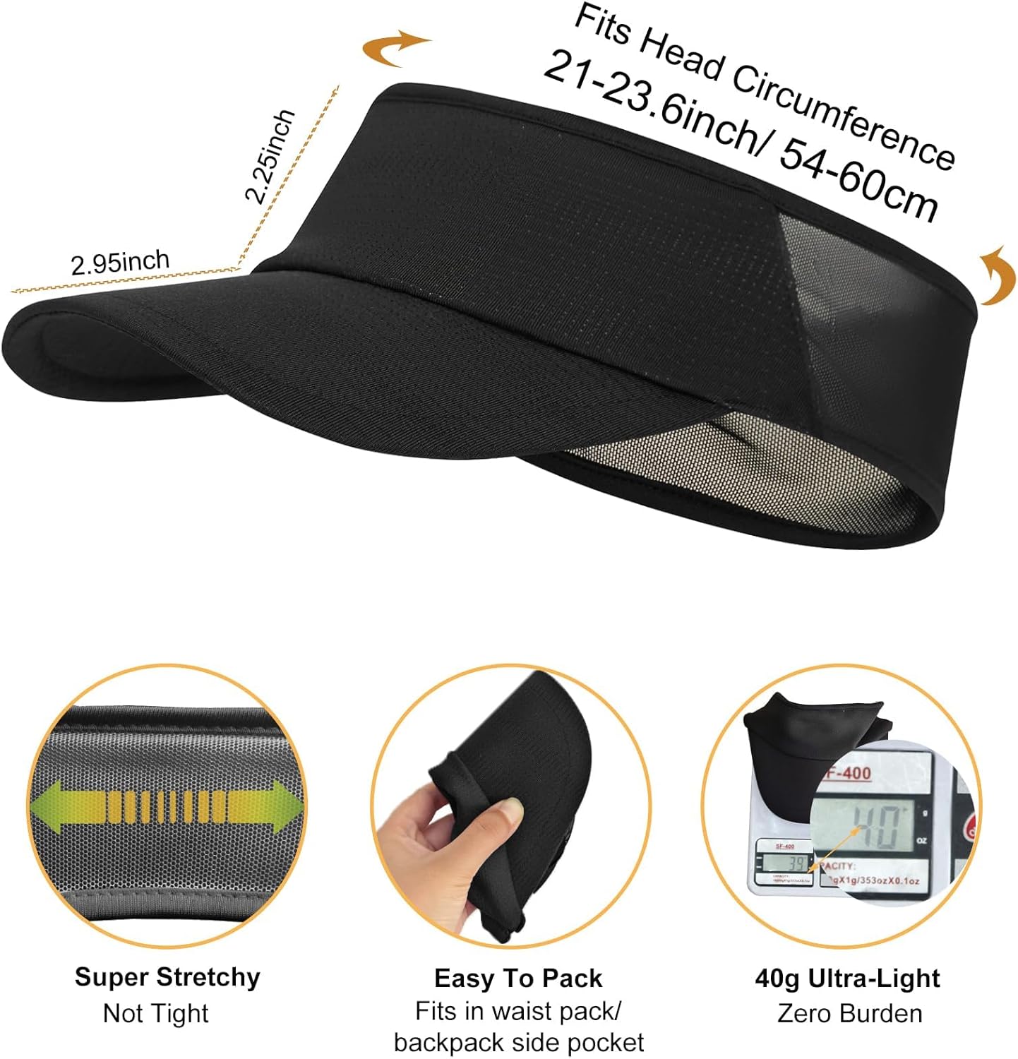 Sports Sun Visor Women Men, Cooling Stretchy Visor Hats Summer Packable Ponytail Sun Hat for Running, Golf, Tennis - Image 5