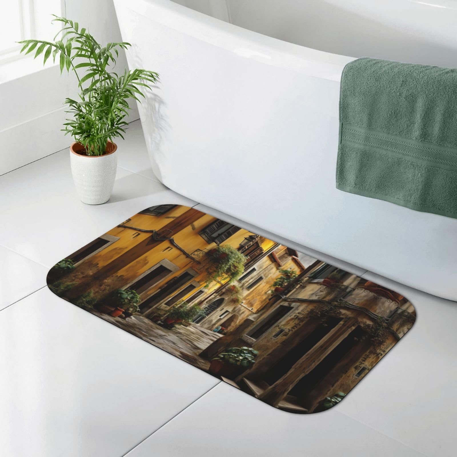 Tapis de bain en terre de diatomée antidérapant et à séchage rapide pour douche