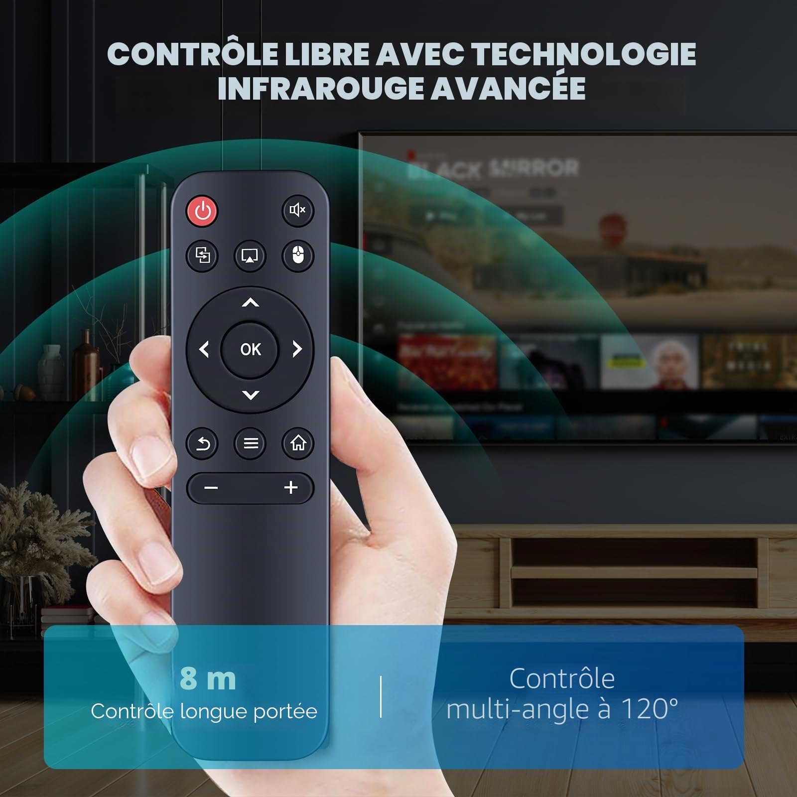 Télécommande de Remplacement pour Projecteur HY300, HY300 Pro, Compatible Gaimoo GM200, Xgody HY300Pro