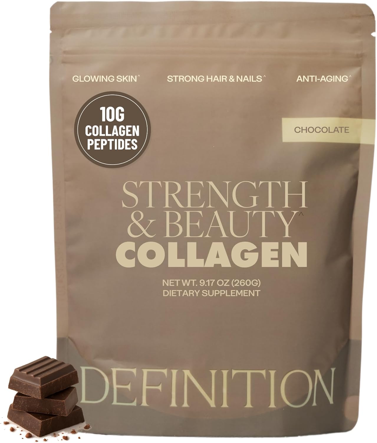 Collagen Peptides – Grass Fed, Chocolate – Beauty Collagen for Women with Vitamin C, Biotin & Hyaluronic Acid – Hair, Skin, Joints – Keto & Prenatal Friendly