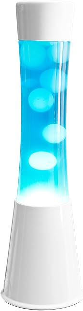 Fisura - Blue Magma lamp from The 70s. White Base, Blue Liquid and White Motion lamp. 2 Wax lamp Bulbs Included. 11 cm x 11cm x 39,5 cm. UK Plug.