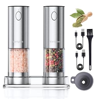 Salz und Pfeffermühlen Elektrische 2er Set mit USB Wiederaufladbarer,Verbesserte große Kapazität Gewürzmühle elektrisch,Einstellbare Grobheit,LED-Licht(01S) - Amazon product rated Grade A