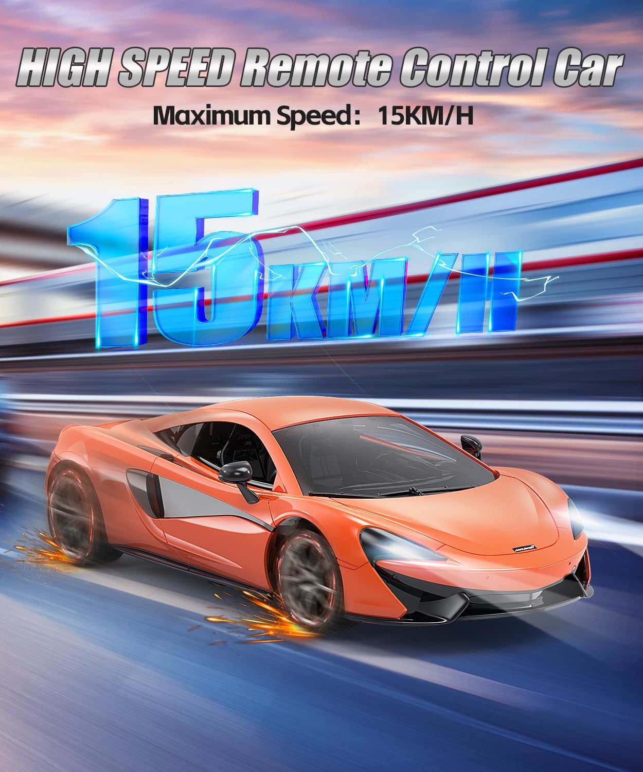 AEROQUEST McLaren 570S Voiture télécommandée 1:14 - Voiture RC sous licence officielle - Pour garçon - Cadeau d'anniversaire - Orange