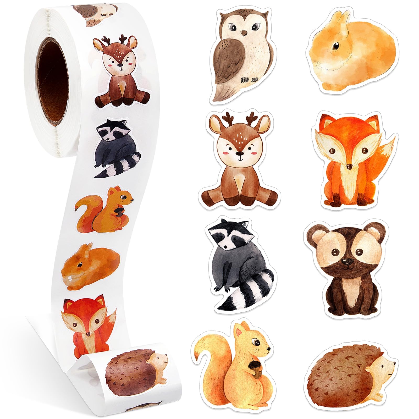 Dzxin Boys Forest Animal 1 Roll Animal Stickers Reward Stickers Cute Animal Space Stickers Motivational Stickers For Incentive Kids Suitable For School Classroom, 500 Pcs Each Roll (Forest Animal)