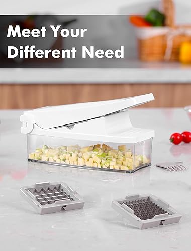 Miniatura 6 de LucGee Picador de verduras, cortador de cebolla de alimentos, picador de verduras de cocina 2 en 1 con recipiente para ensalada de patatas zanahoria