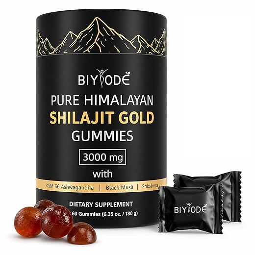 Shilajit Gummies: Pure Shilajit Himalayan Rich in Ashwagandha Gaulshura Fulvic Acid 85 Micronutrients Suitable for Men and Women No Added Sugar