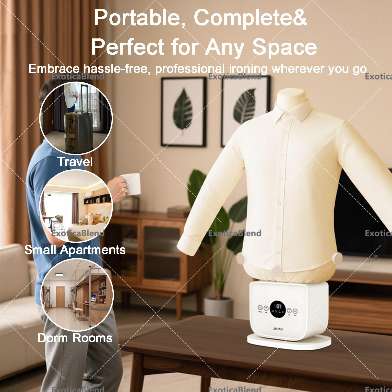 Automatische Bügelmaschine, Kleidungsdampfer & Freisprech-Heißlufttrockner - Smart Timer & Auto Shut-Off für Hemden, Hosen & Schuhe - Ideal für Zuhause & Wohnheim