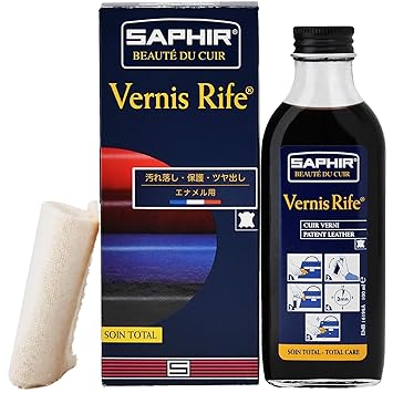 SAPHIR Vernis Rife - Patent Leather Cleaner - Shine, Clean and Protect against Cracking - Black - 100mL