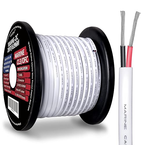 Vista 19 de Cable marino dúplex de calibre 16, cable de cobre estañado para barco, 50 pies, 16 AWG, estándar de EE. UU., OFC, alambre de cobre libre de oxígeno