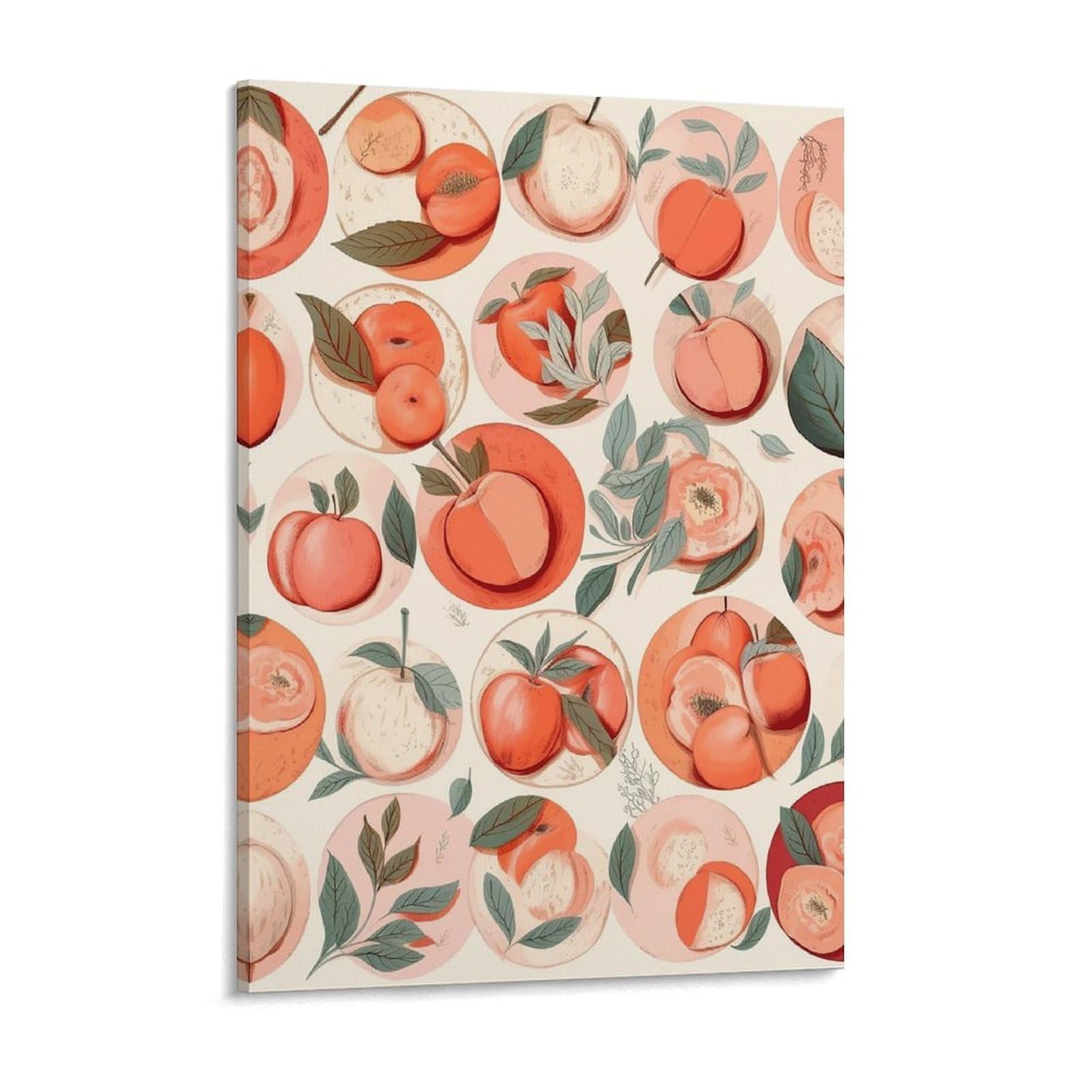 NTVOWPZO Round Peach Canvas Wall Art for Bedroom 18x24inch Canvas Prints Artwork for Walls Modern Picture Artwork Painting for Living Room Aesthetic Wall Paintings for Bathroom Kitchen Office Decor