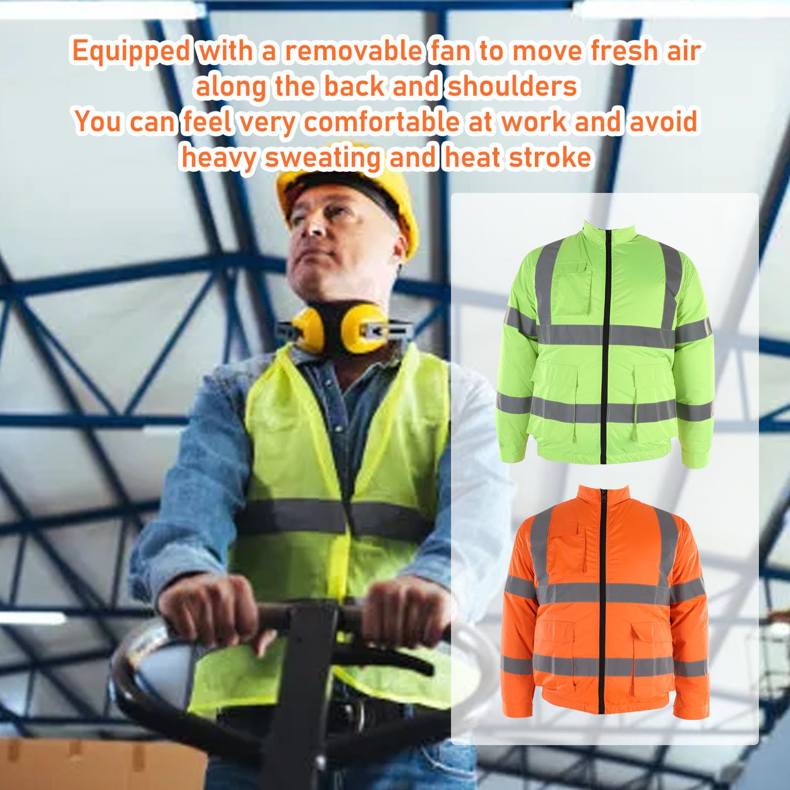 Keenso Cappotto Riflettente Senza Fili, Funzione di Raffreddamento, Protezione Solare, Abbigliamento da Lavoro, Maniche Lunghe, Ventaglio Bianco per Chef di, Guide Turistiche, Magazzinieri
