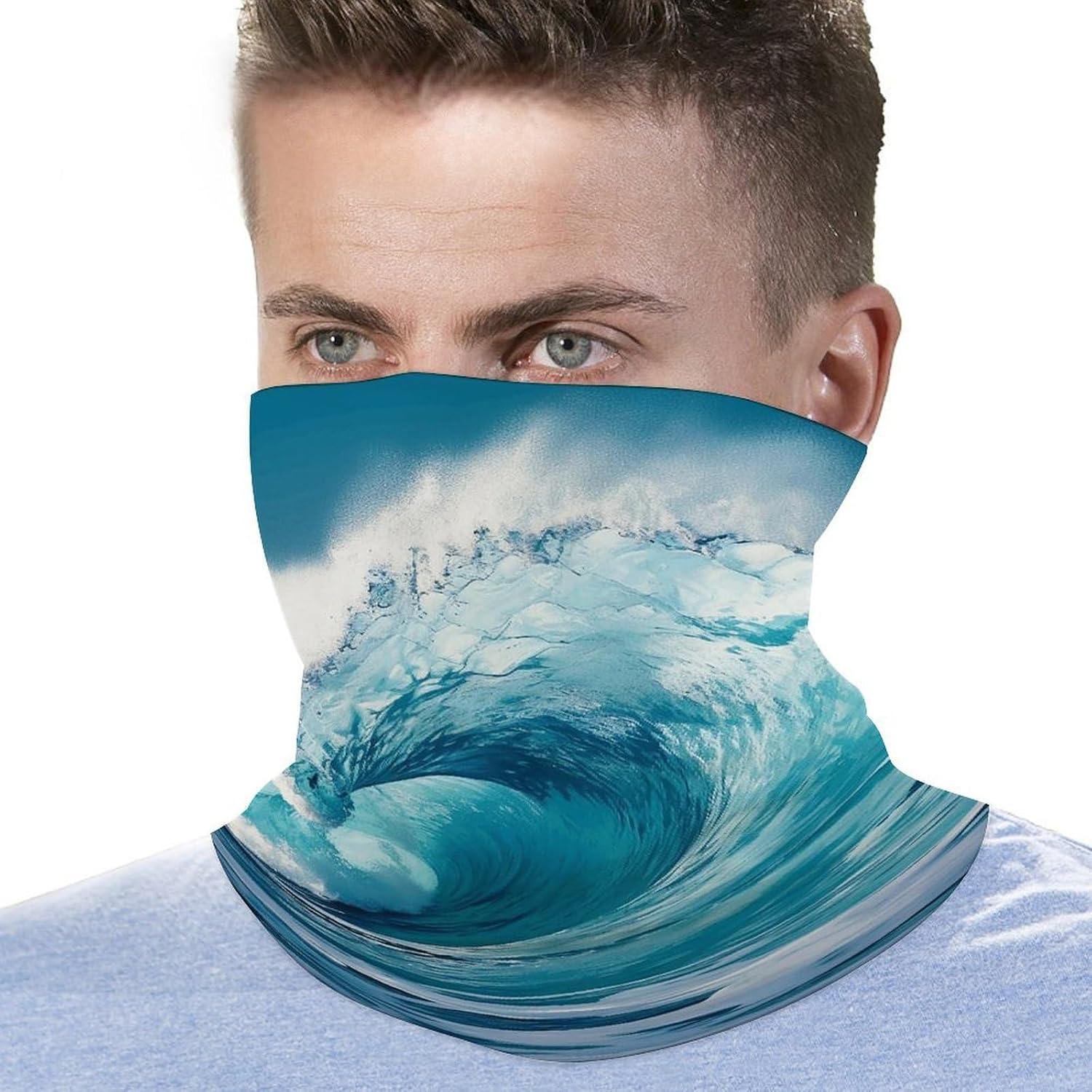 Ocean Wave3 Neck Gaiter Cooling UV Protection Bandana Gator Scarf Winter Neck Warmer Gaiter Windproof Ski Mask Scarf Windproof Face Mask Face Cover for Men Women