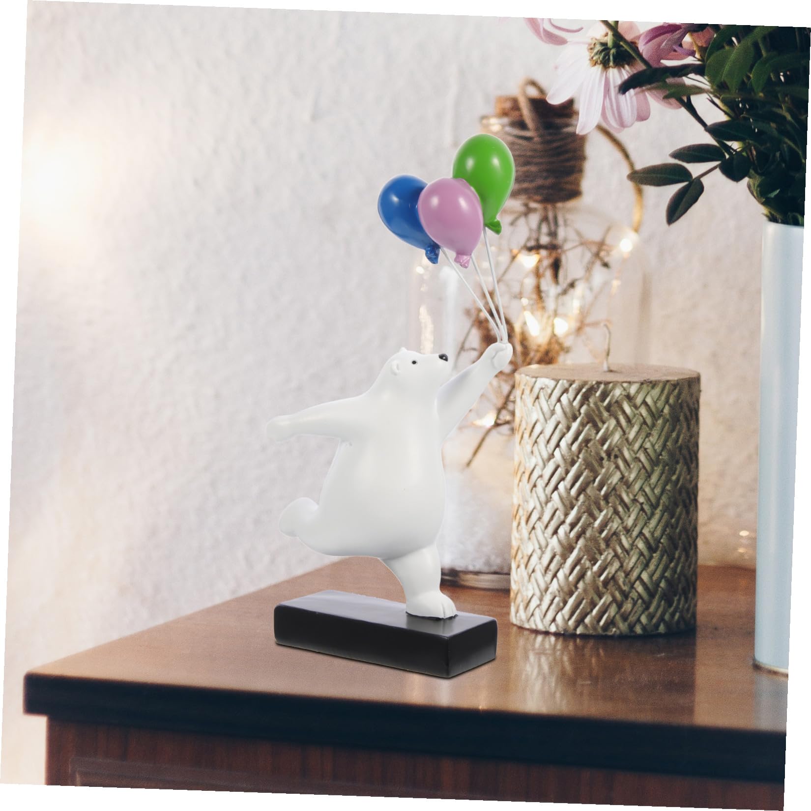 Scultura Orso in Resina a Forma di Orso Palloncino Aspetto Cartone Animato Vivace e Design Raffinato per Decorazione Casa e Ufficio