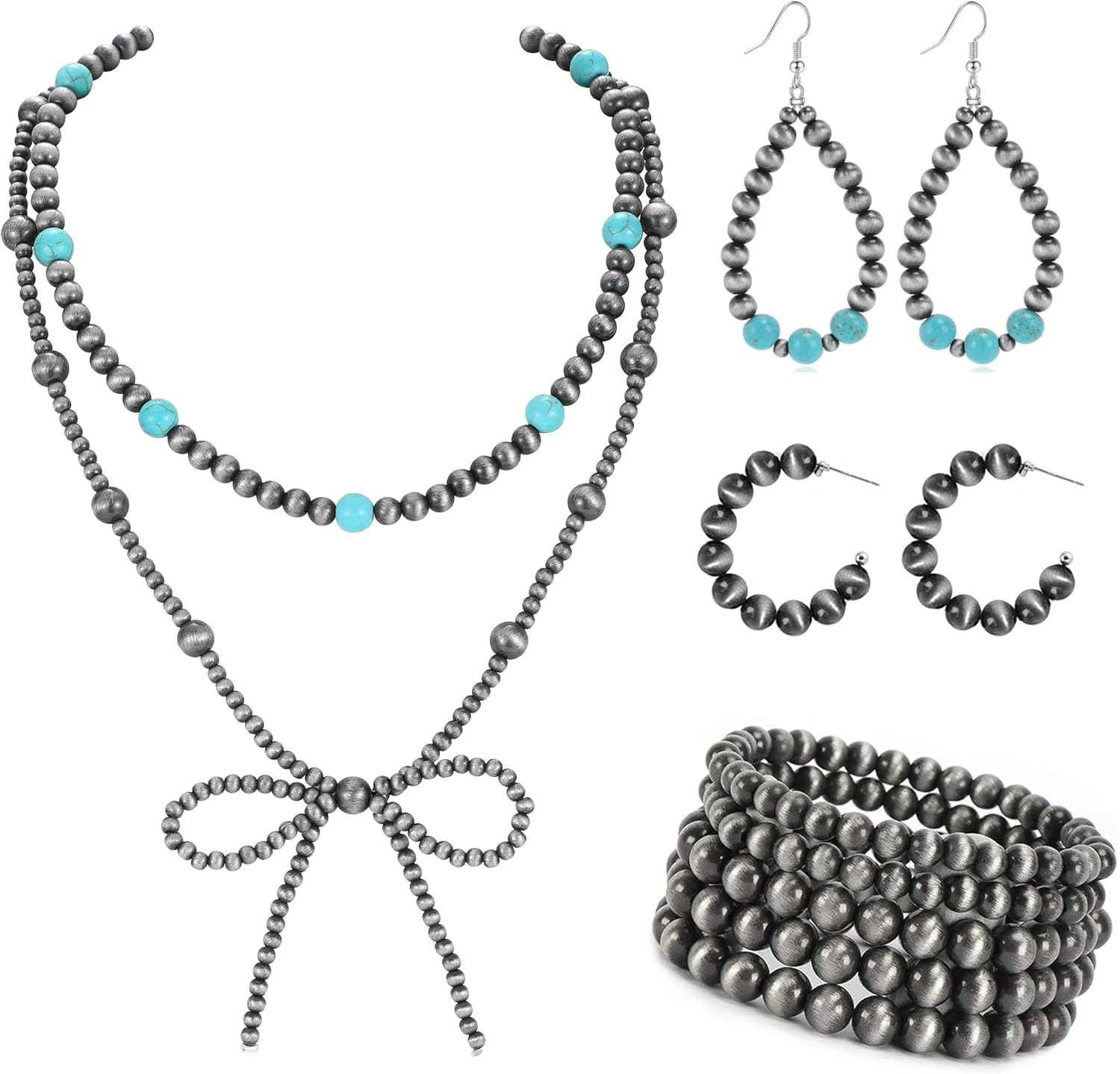 Navajo Pearl Bow Necklace Western Jewelry for Women Cowgirl Turquoise Necklaces Jewelry