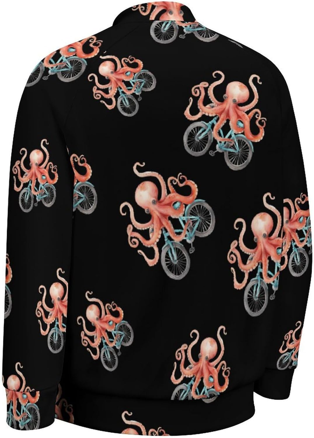 Cycling Cute Octopus Novelty Men's Baseball Jackets Causal Sweatshirt Button Top Long Sleeve Coat