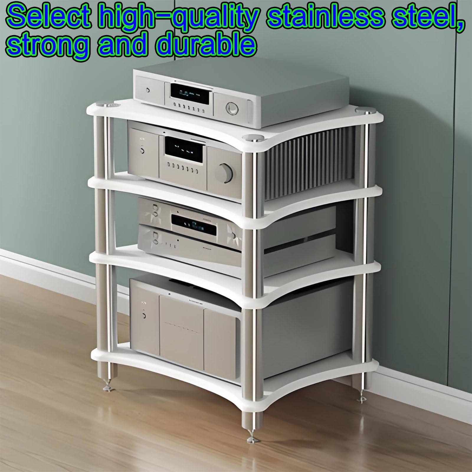 Moderno mueble de soporte para videojuegos, elegante almacenamiento de entretenimiento para consola y accesorios, amplio espacio para sala de estar, juegos y grabación, acabado de nogal claro