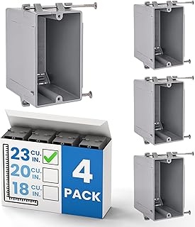 OHLECTRIC 1-Gang New Work Outlet Box, 23 Cubic Inch (4-Pack) Single Gang PVC Electrical Box Captive Nail Mounting, Non-Metallic PPO/PVC Plastic Construction Boxes GFCI Outlets Dimmers, UL/ETL Listed