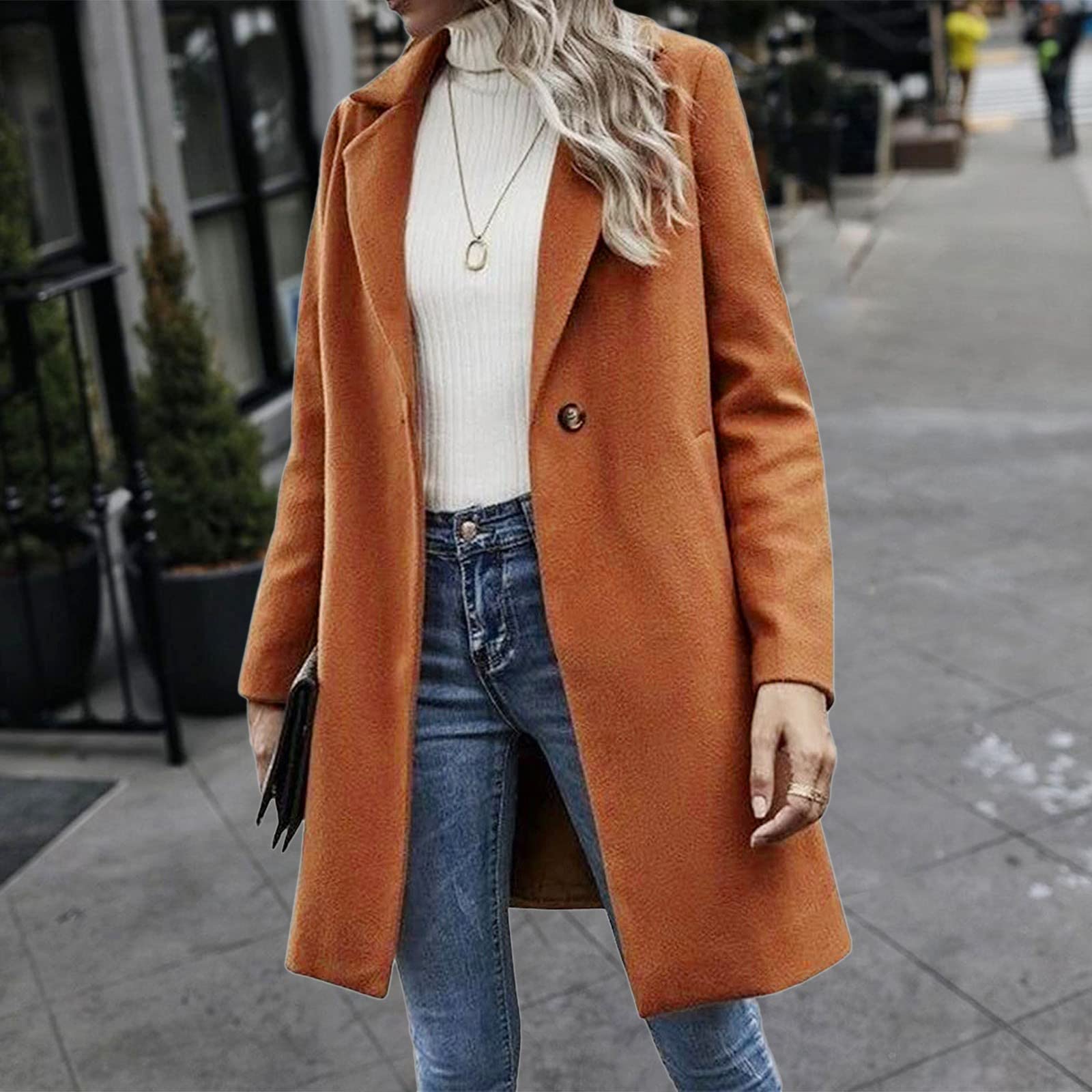 Chaqueta Mujer Invierno Abrigos De Cazadora Forro Polar，Abrigo femenino de entretiempo chaqueta polar con cuello gabardina casual moderna para mujer prenda exterior ligera