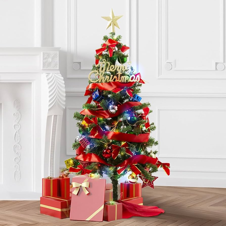 Amazon.co.jp: クリスマスツリー 120cm 電飾 オーナメント付 LED