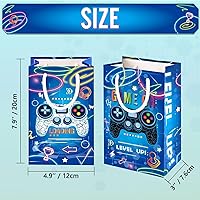 Vista 2 de WERNNSAI Bolsas de recuerdo de fiesta de videojuegos – 16 piezas de decoración de cumpleaños de juegos azules, bolsas de regalo, suministros