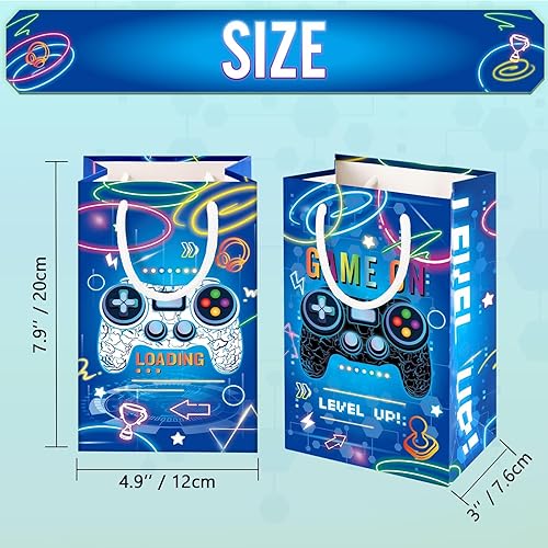 Miniatura 2 de WERNNSAI Bolsas de recuerdo de fiesta de videojuegos – 16 piezas de decoración de cumpleaños de juegos azules, bolsas de regalo, suministros