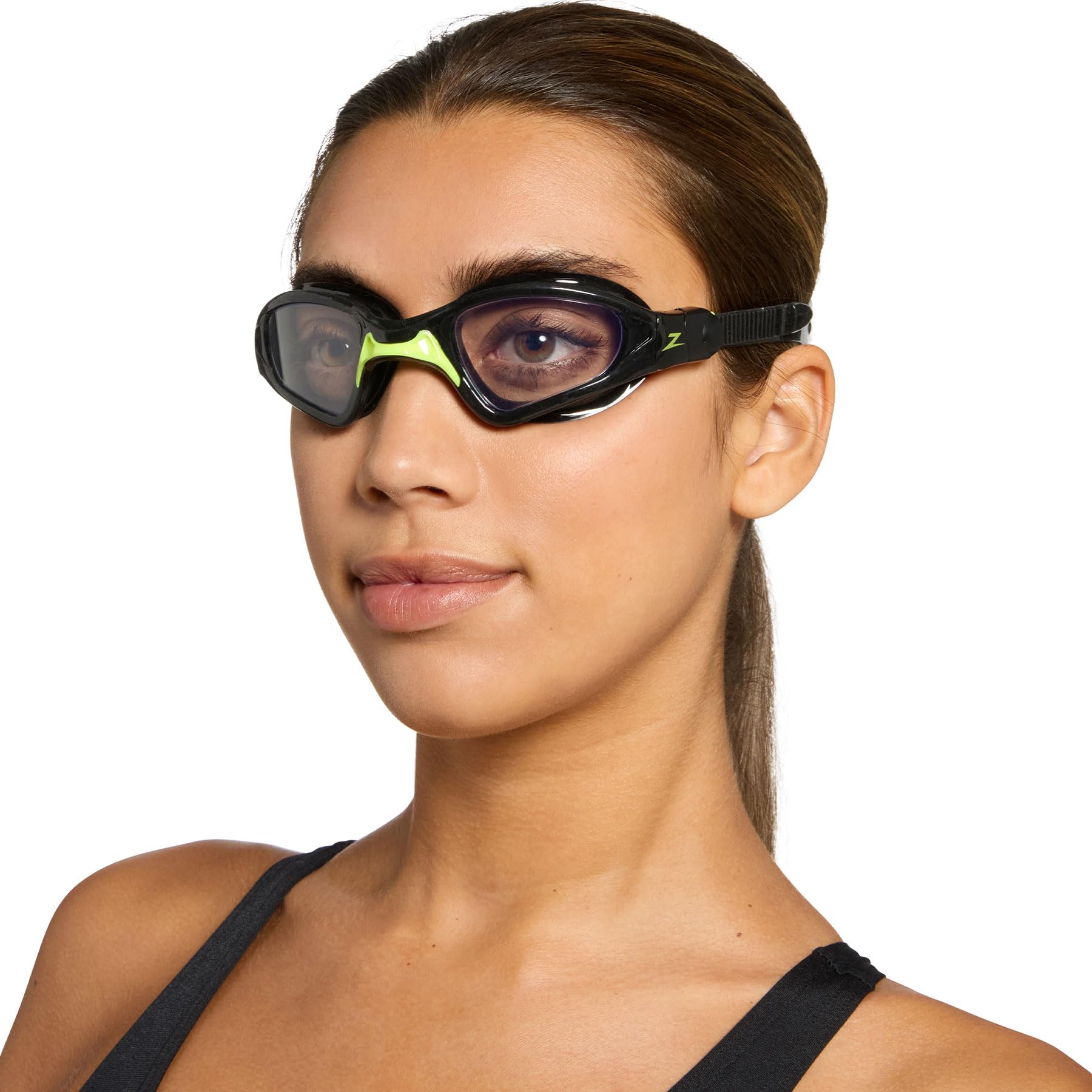 Zoggs Unisex Adult Spectra Adjustable Swimming Goggles with Comfortable Soft Gasket & Anti-Fog UV Protective Curve Lenses, Black/Green