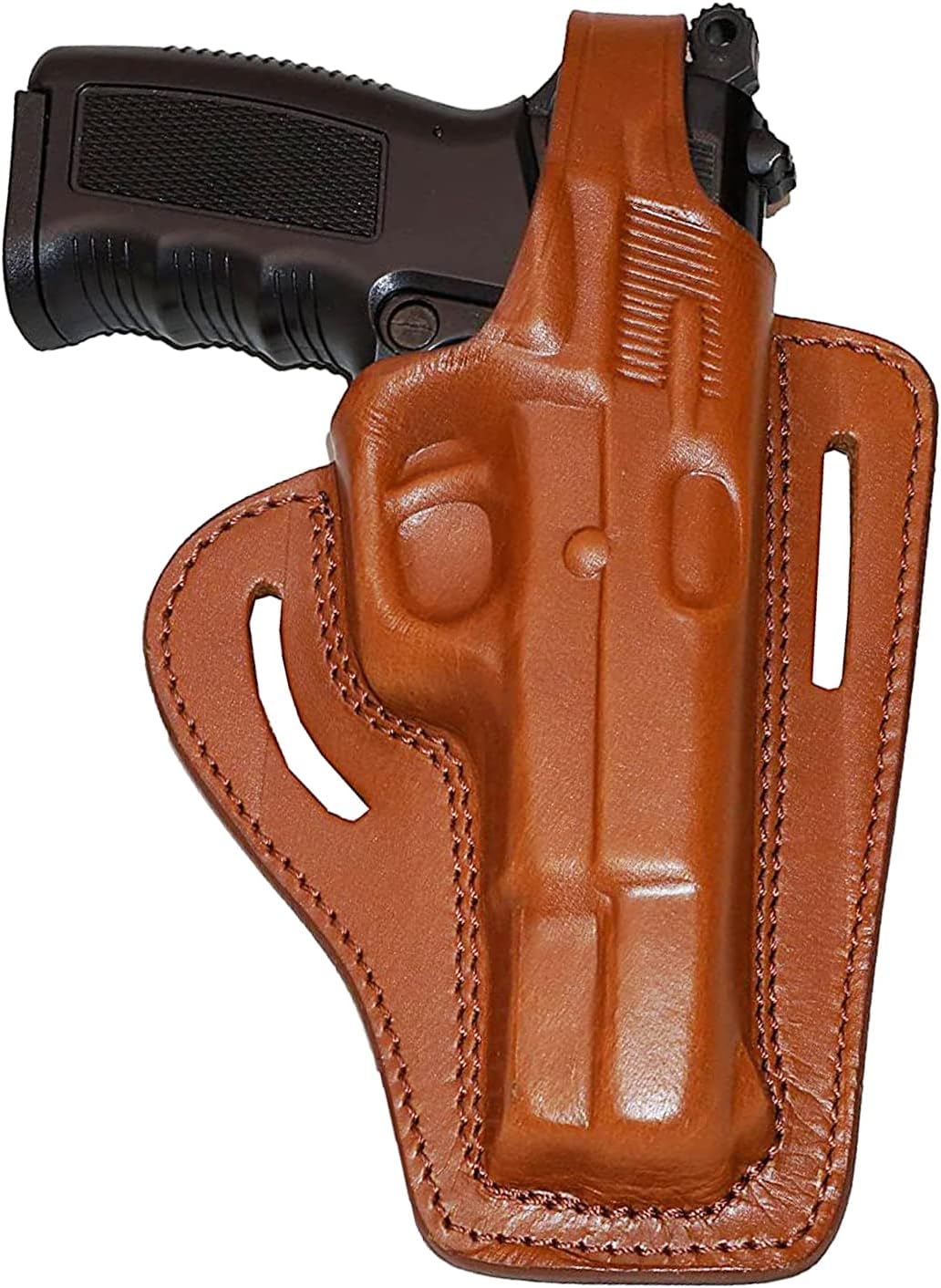 Browning HP Leather Holster, 2 Slot Pancake OWB Leather Holster Thumb Break Right Hand Handmade!