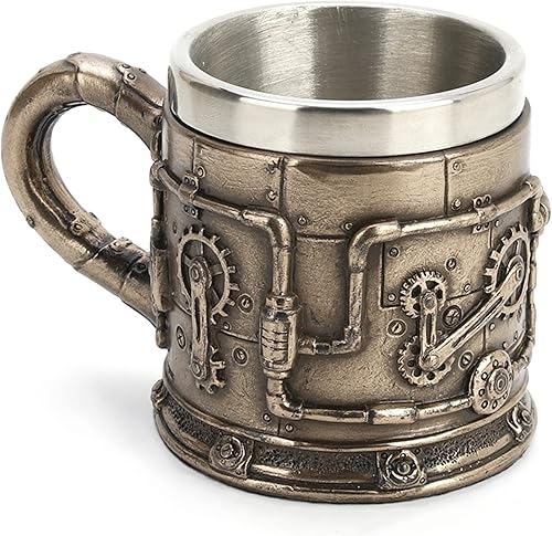 Veronese Design Vaso de chupito Steampunk Gear de 2 oz con inserto de acero inoxidable extraíble