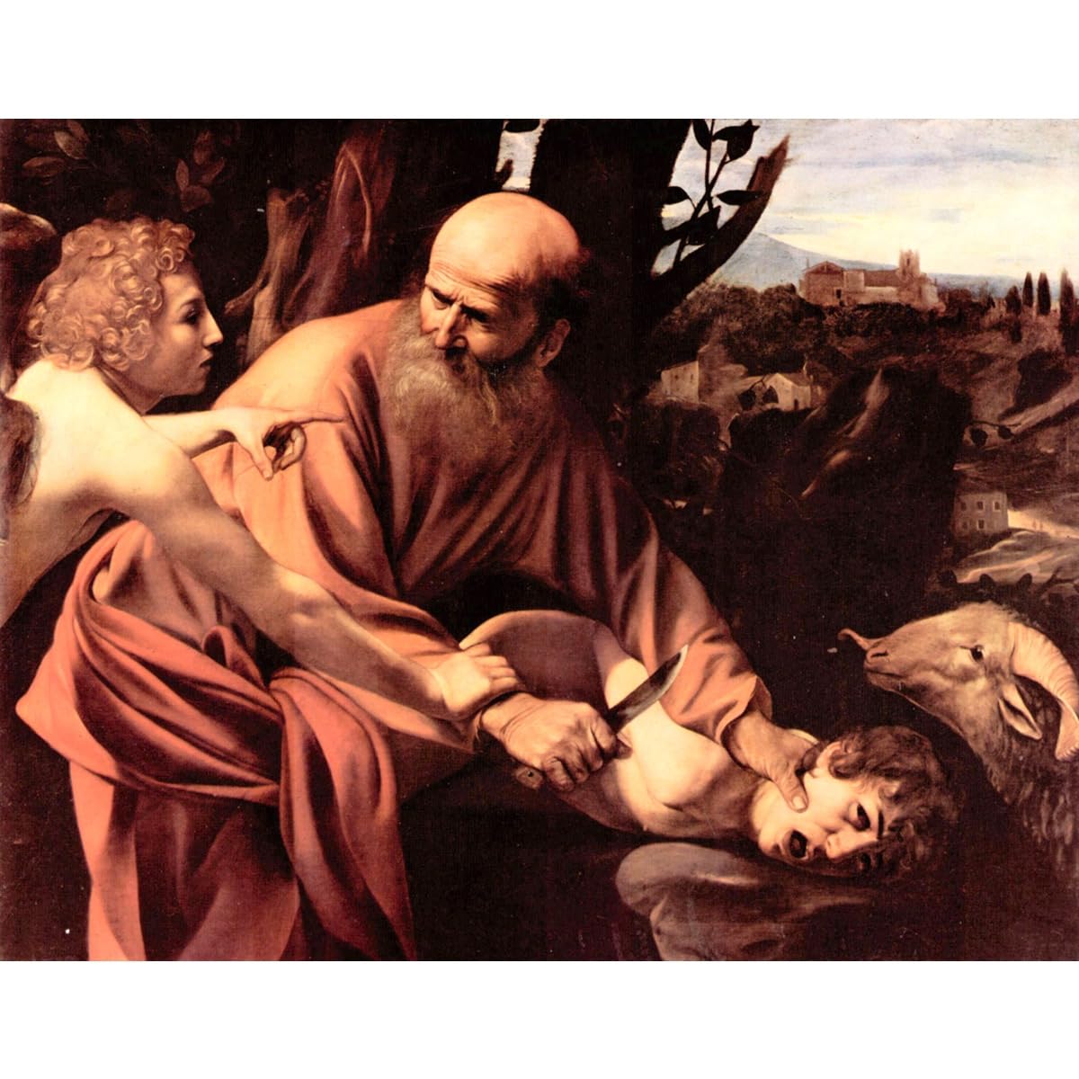 Impression sur toile Le sacrifice d'Isaac de Caravage, 101x127 cm - 2
