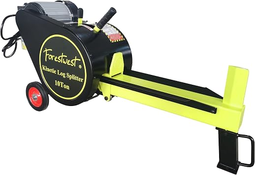 FORESTWEST 11056, 10ton Kinetic Log Splitter, 13.6-Amp Double Flywheel Log Splitter, Electric Log Splitter for Firewood
