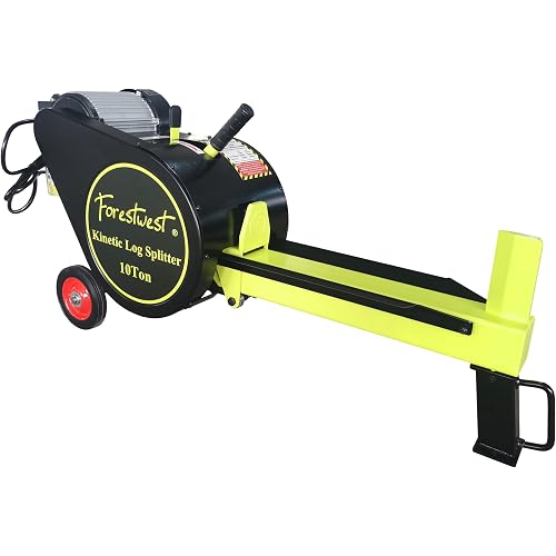 FORESTWEST 11056, 10ton Kinetic Log Splitter, 13.6-Amp Double Flywheel Log Splitter, Electric Log Splitter for Firewood