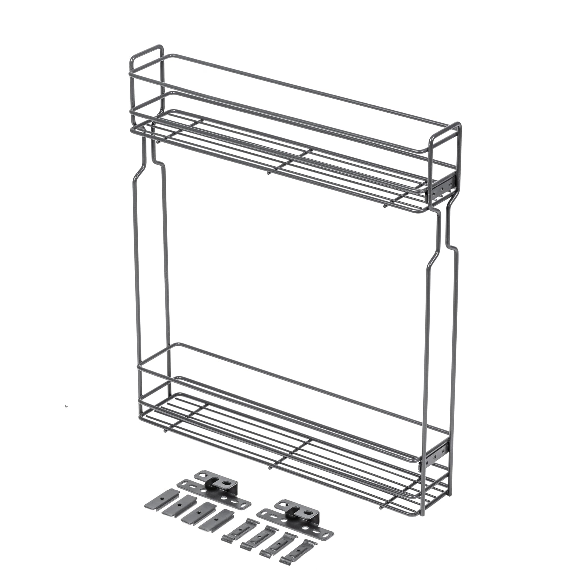 GTV Pull-Out Cargo Basket KO-BO150PK-60, 2 Shelves for Cabinet, 150 mm, Load 15 kg, Universal Assembly, Steel, Without Guides, Anthracite