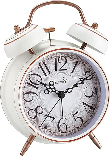 Miniatura 1 de FLOITTUY Loud Alarm for Deep Sleepers - Reloj despertador retro de 4 pulgadas con doble campana con luz de fondo para dormitorio y decoración del